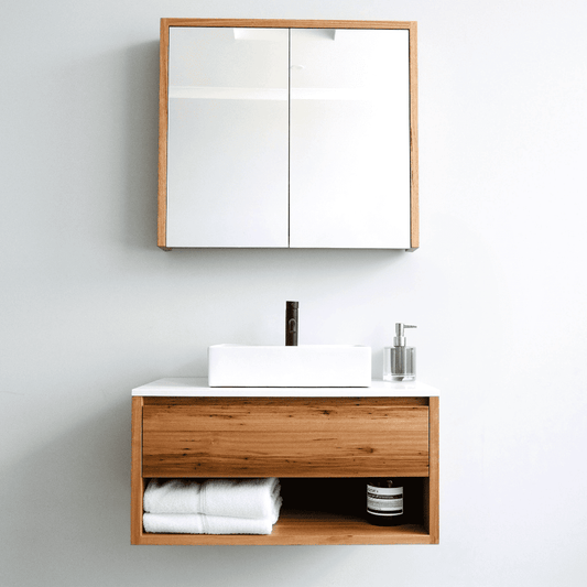 Heathcote Shelf Floating Vanity in Wormy Chestnut