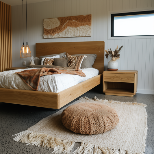 Plymouth Panel Floating Timber Bed in American Oak