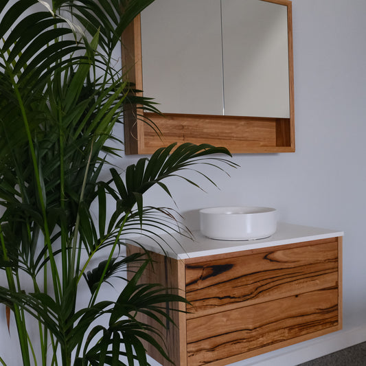 Heathcote Mirrored Shaving Cabinet w Shelf - Wormy Chestnut