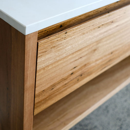 Heathcote Shelf Floating Vanity in Wormy Chestnut