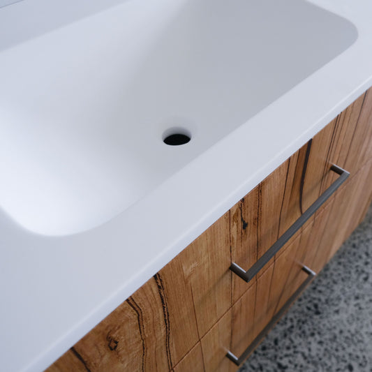 Solid surface integrated basin vanity top