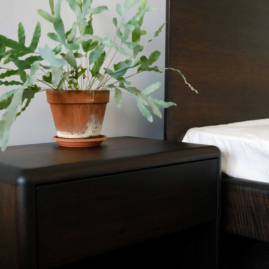 Plymouth Plinth Bedside Tables in Black Oak - 600w x 450h