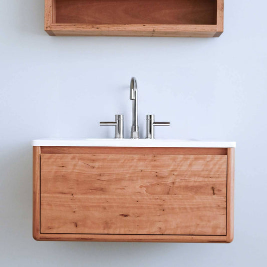 Plymouth Floating Vanity in Blackbutt with Integrated Basin Top - 750mm - 1 drawer