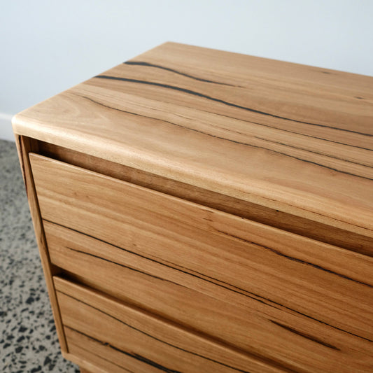 Plymouth Plinth Bedside Tables in Recycled Messmate - 600w x 530h