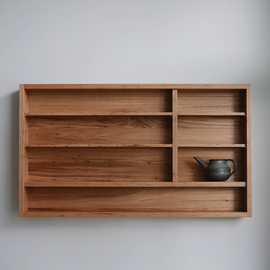 Timber Floating Shadow Box Shelving Unit in Blackbutt