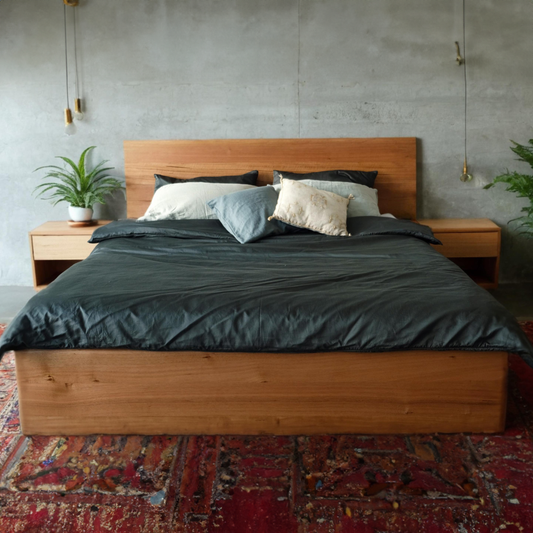 Plymouth Panel Timber Bed in Tas Oak