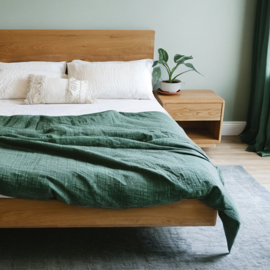 Plymouth Panel Floating Timber Bed in American Oak