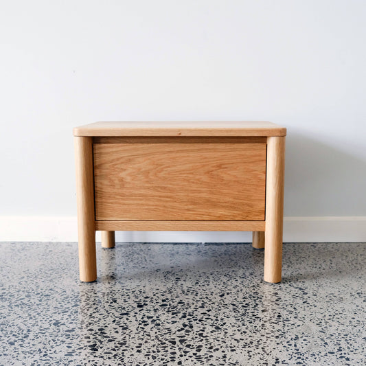 Bristol Bedside Table in American Oak - 600w x 450h