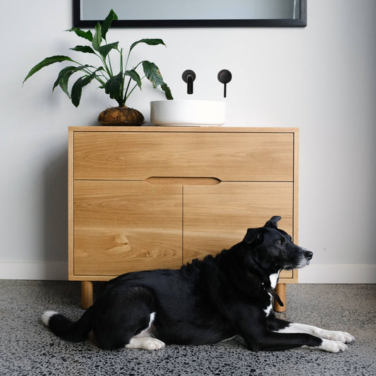 Bristol Timber Freestanding Vanity in American Oak