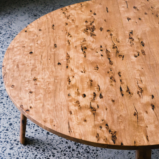 Crawford Coffee Table in Fiddleback Stringybark - 1000w
