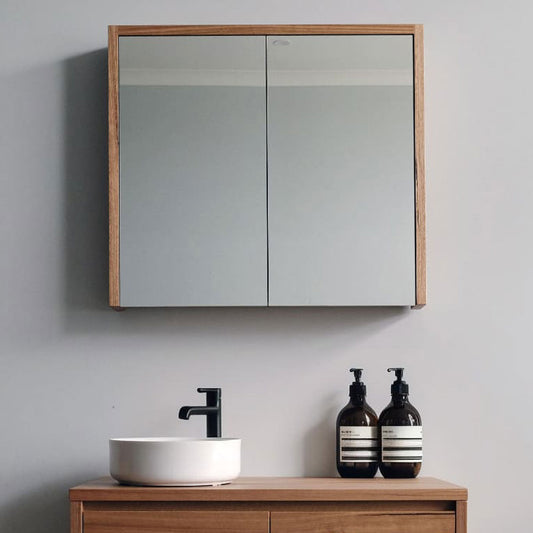 Heathcote Mirrored Shaving Cabinet - Wormy Chestnut - 900w x 800h