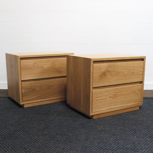 Heathcote Plinth Bedside Tables in American Oak