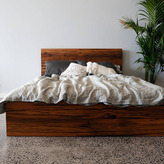 Heathcote Panel Timber Bed in Recycled Blackbutt - King