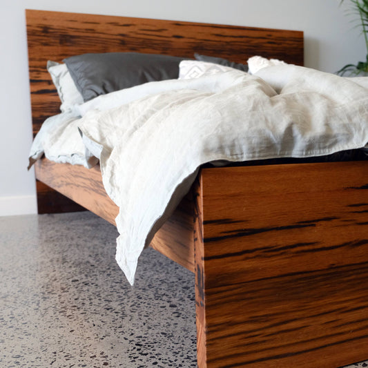 Heathcote Panel Timber Bed in Recycled Blackbutt - King