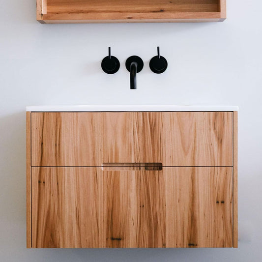 Lansdowne Pull Floating Bathroom Vanity in Blackbutt - 900mm - 2 drawer