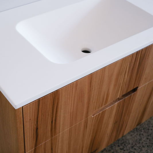 Solid surface integrated basin vanity top