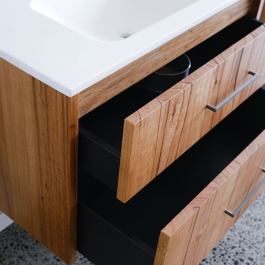 Lansdowne Clio Floating Bathroom Vanity in Recycled Messmate - 900mm - 2 drawer