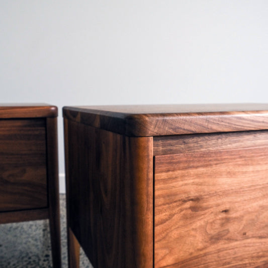 Mayfield Bedside Tables in Walnut - 600w x 450h