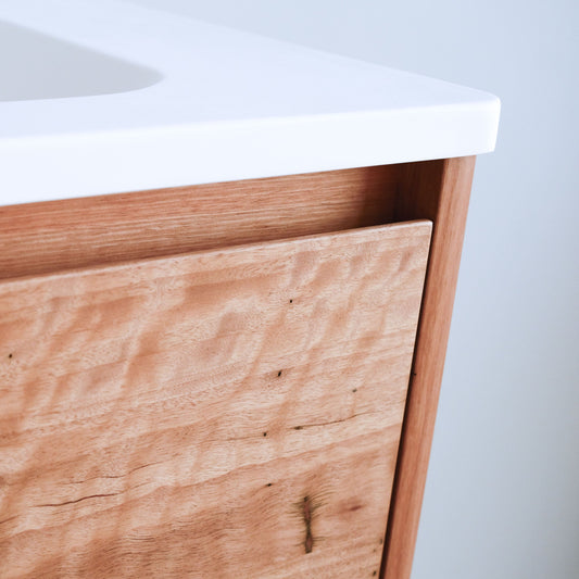 Plymouth Floating Vanity in Blackbutt with Integrated Basin Top - 750mm - 1 drawer