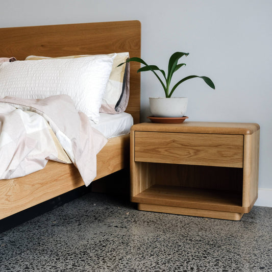 Plymouth Plinth Bedside Tables in American Oak