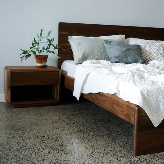 Plymouth Panel Timber Bed in Walnut - Queen