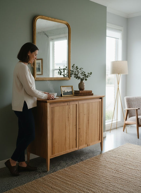 Penelope Shaker Timber Sideboard in Wormy Chestnut