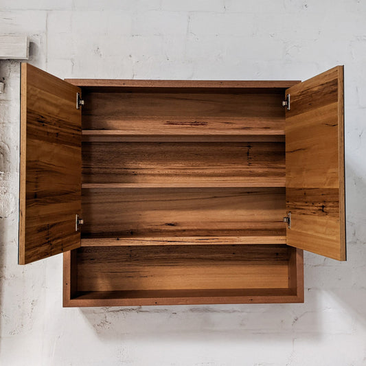 Heathcote Mirrored Shaving Cabinet w Shelf - Wormy Chestnut - 900w x 800h