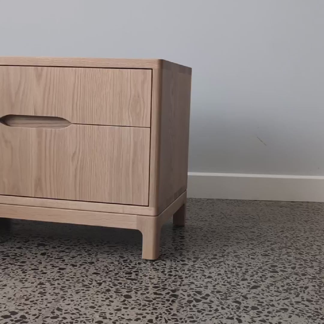 Clifton Bedside Tables in American Oak-Raw