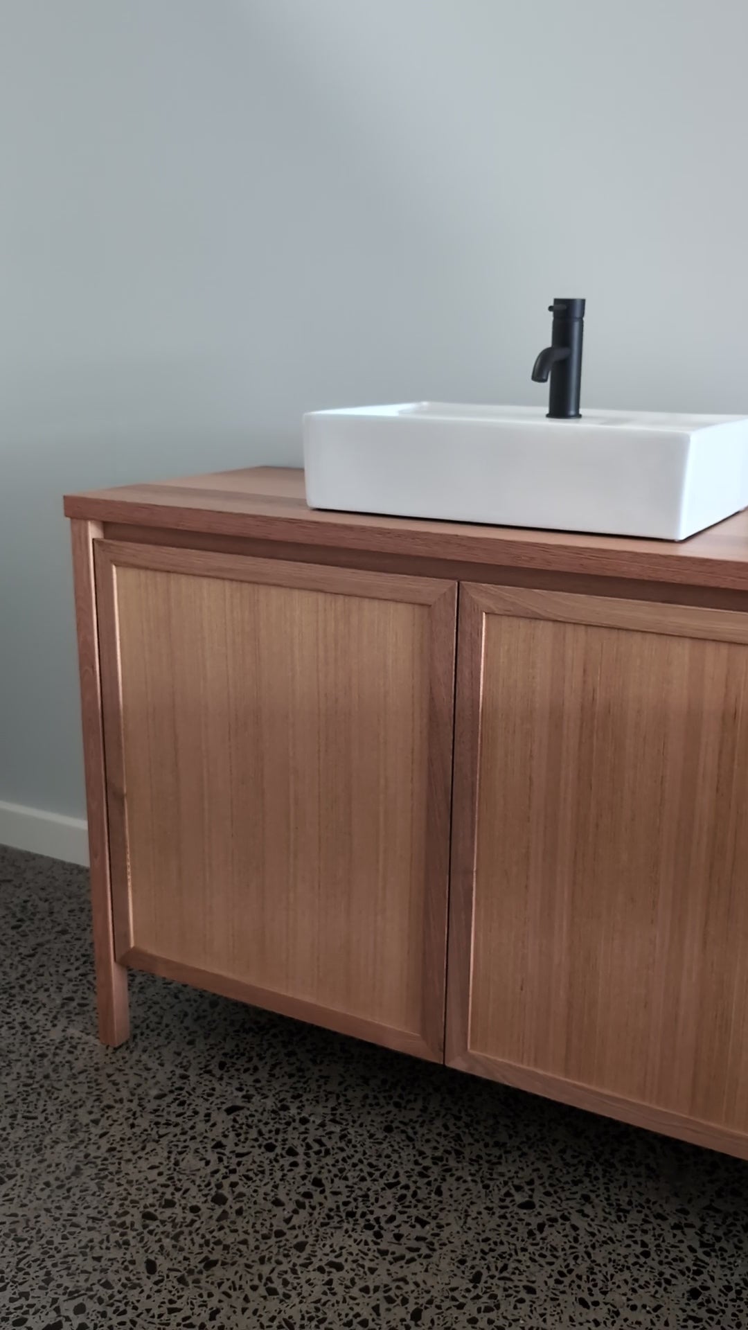 Heathcote Shaker Timber Freestanding Vanity with Stone Top in Tas Oak