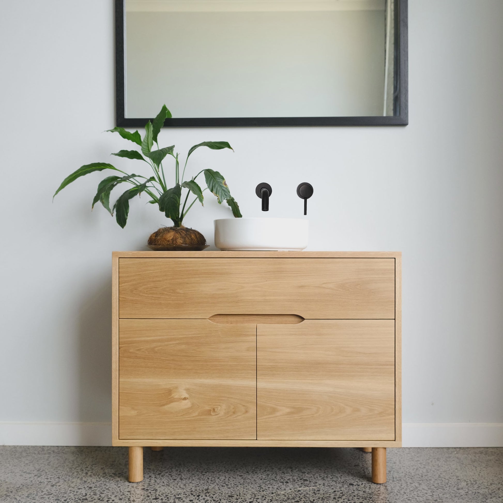 Bristol Freestanding Vanity in American Oak - 1000w x 850h